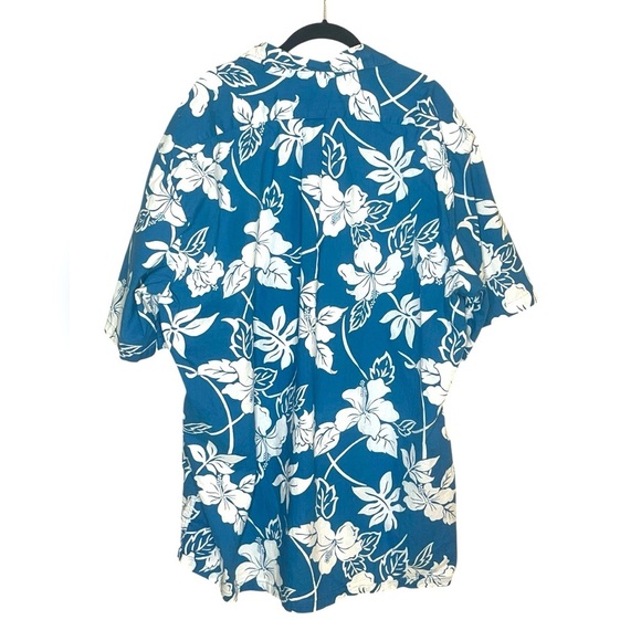 REYN SPOONER JOE KEALOHA Blue‎ and White Floral Popover Shirt - Picture 2 of 7